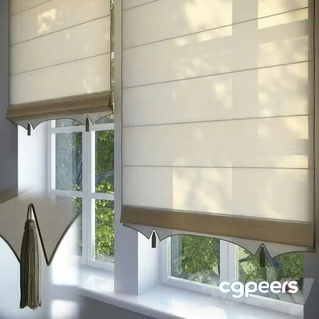 3ds Max Free – Roman blinds #2 (W1200mm, D60mm, H1350-340mm)
