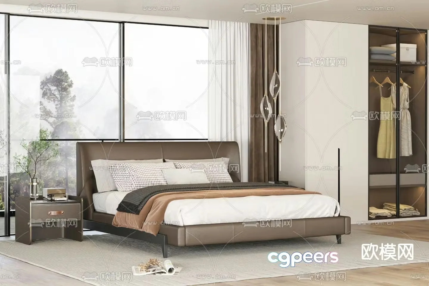 Modern double bed 3d model