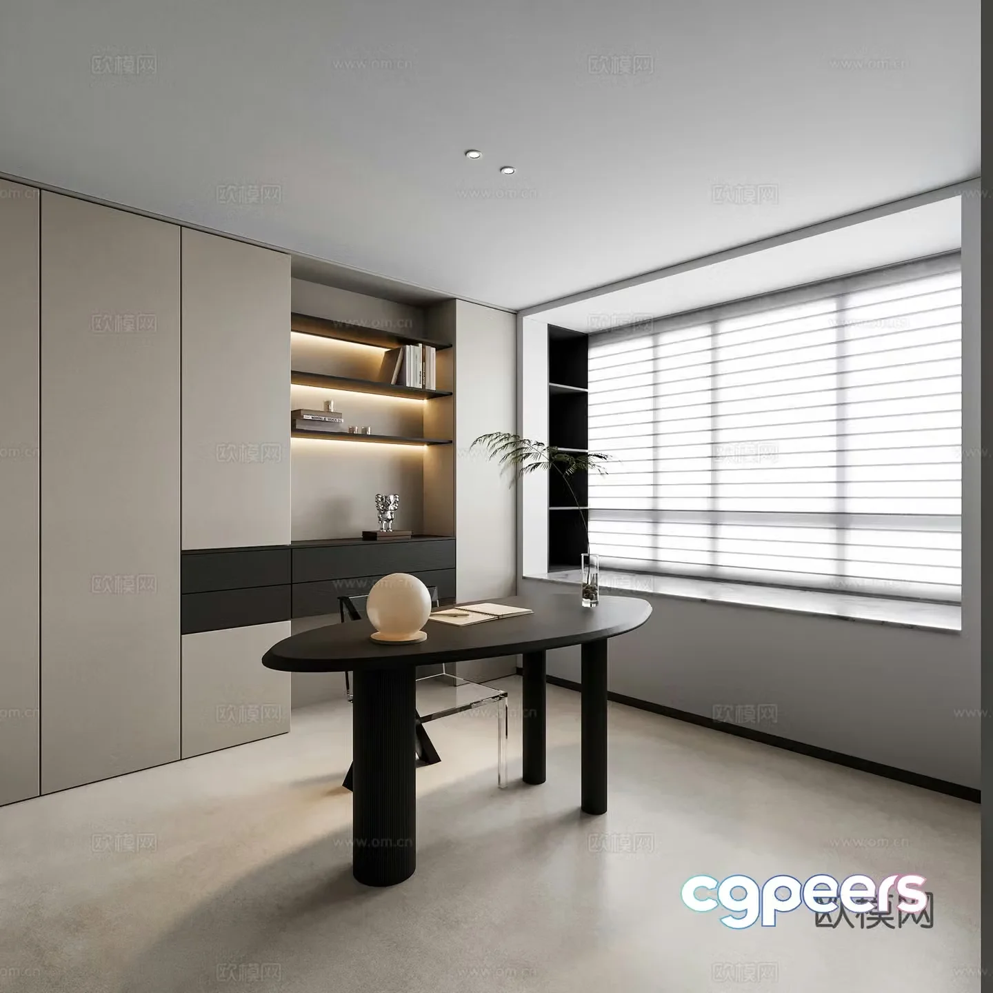 Modern simple study 3d model