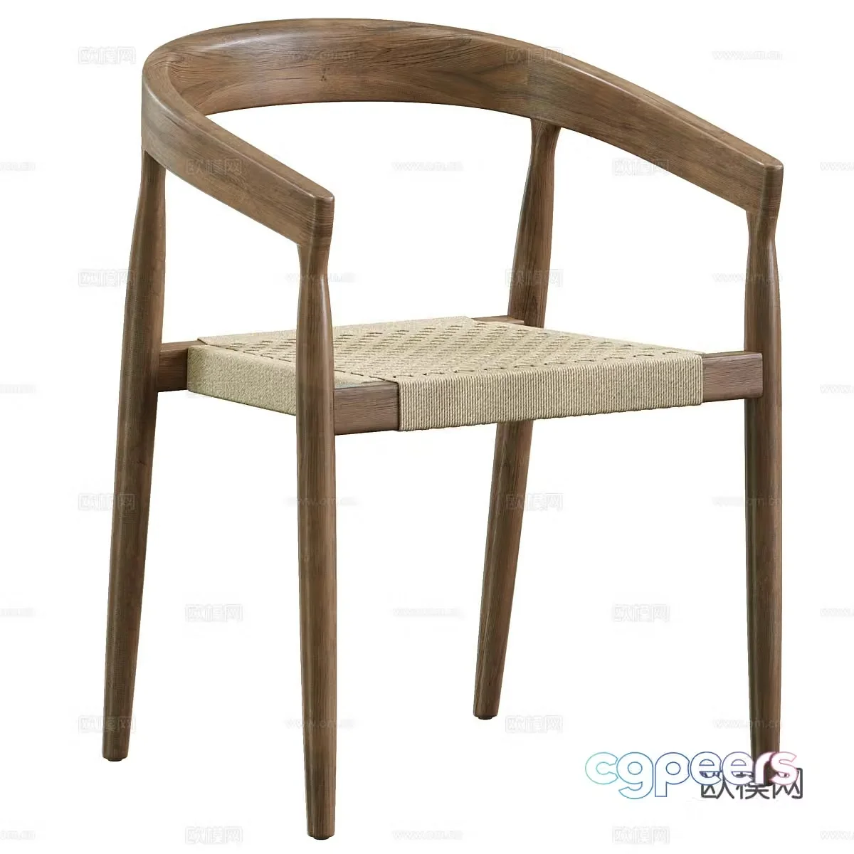 New Chinese rattan wooden chair 3d model