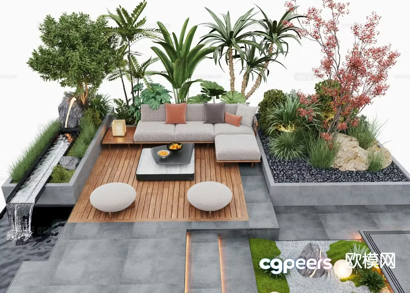 Courtyard landscape garden 3d model
