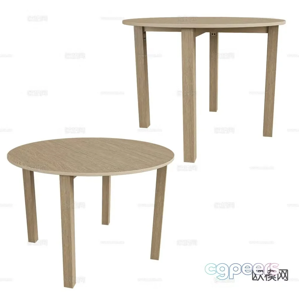Delo round dining table solid wood dining table 3d model