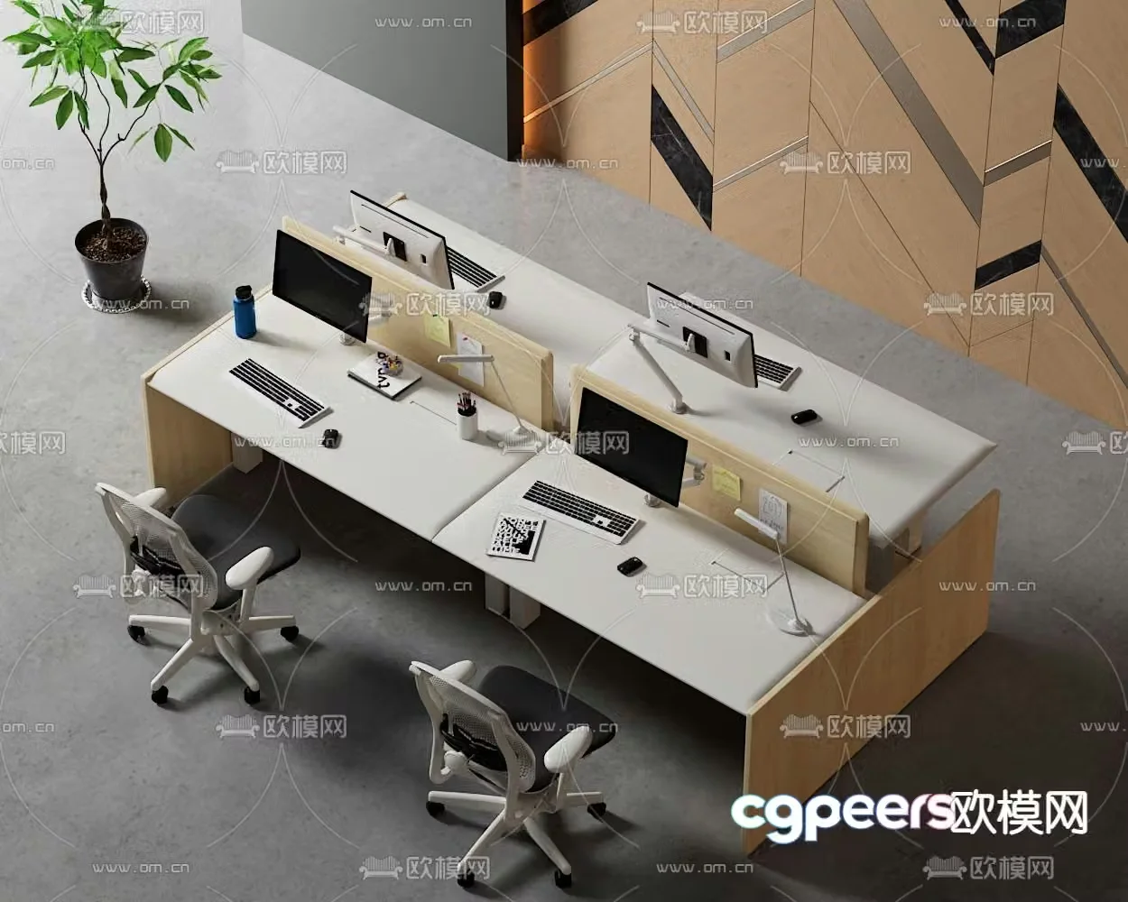 Card space desk workstation 3D model