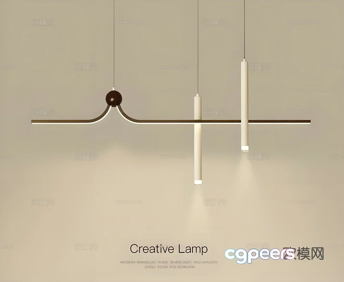 Modern long chandeliers restaurant chandeliers 3d model
