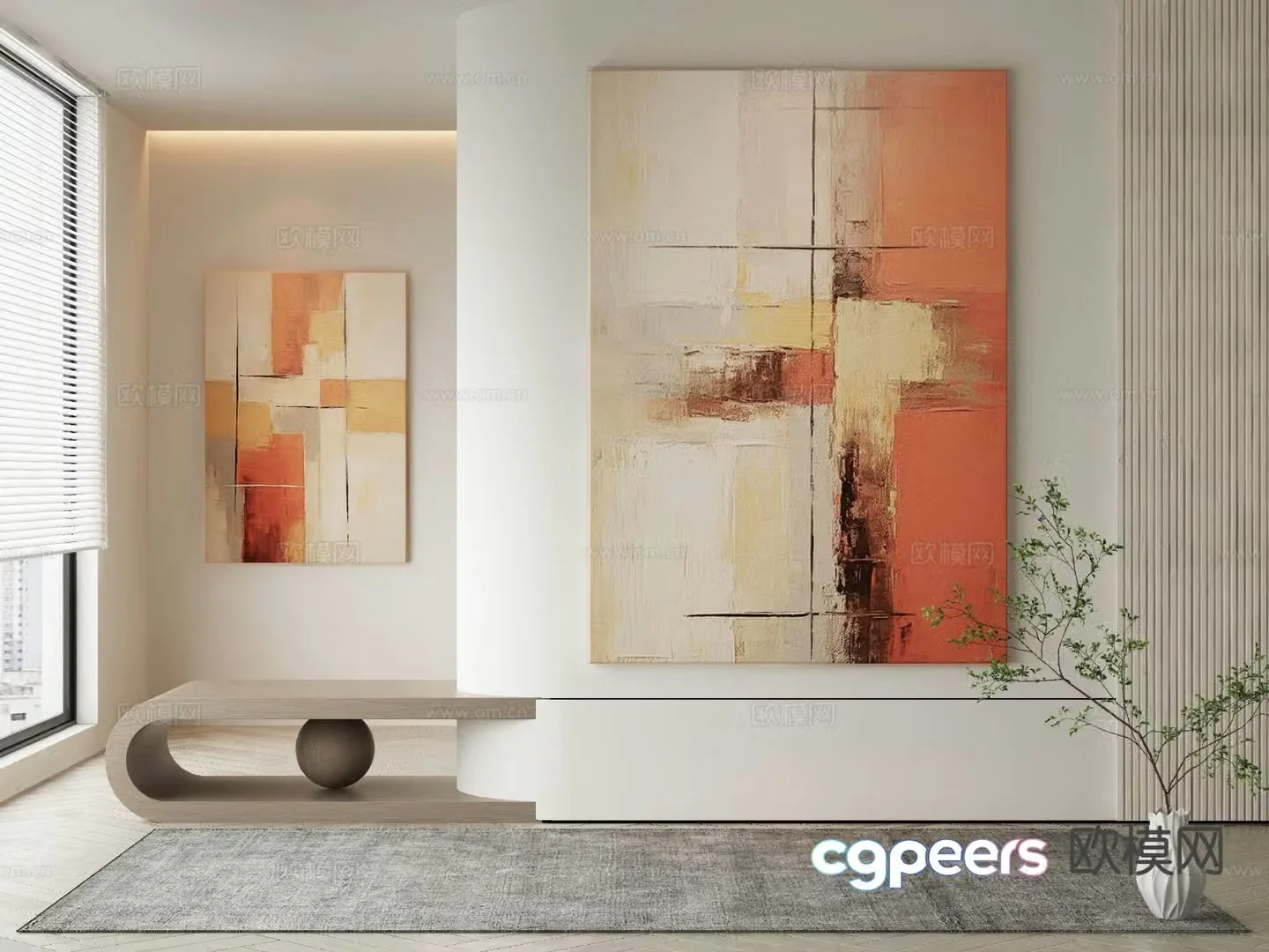 Wabi-sabi art painting texture painting decorative painting 3d model