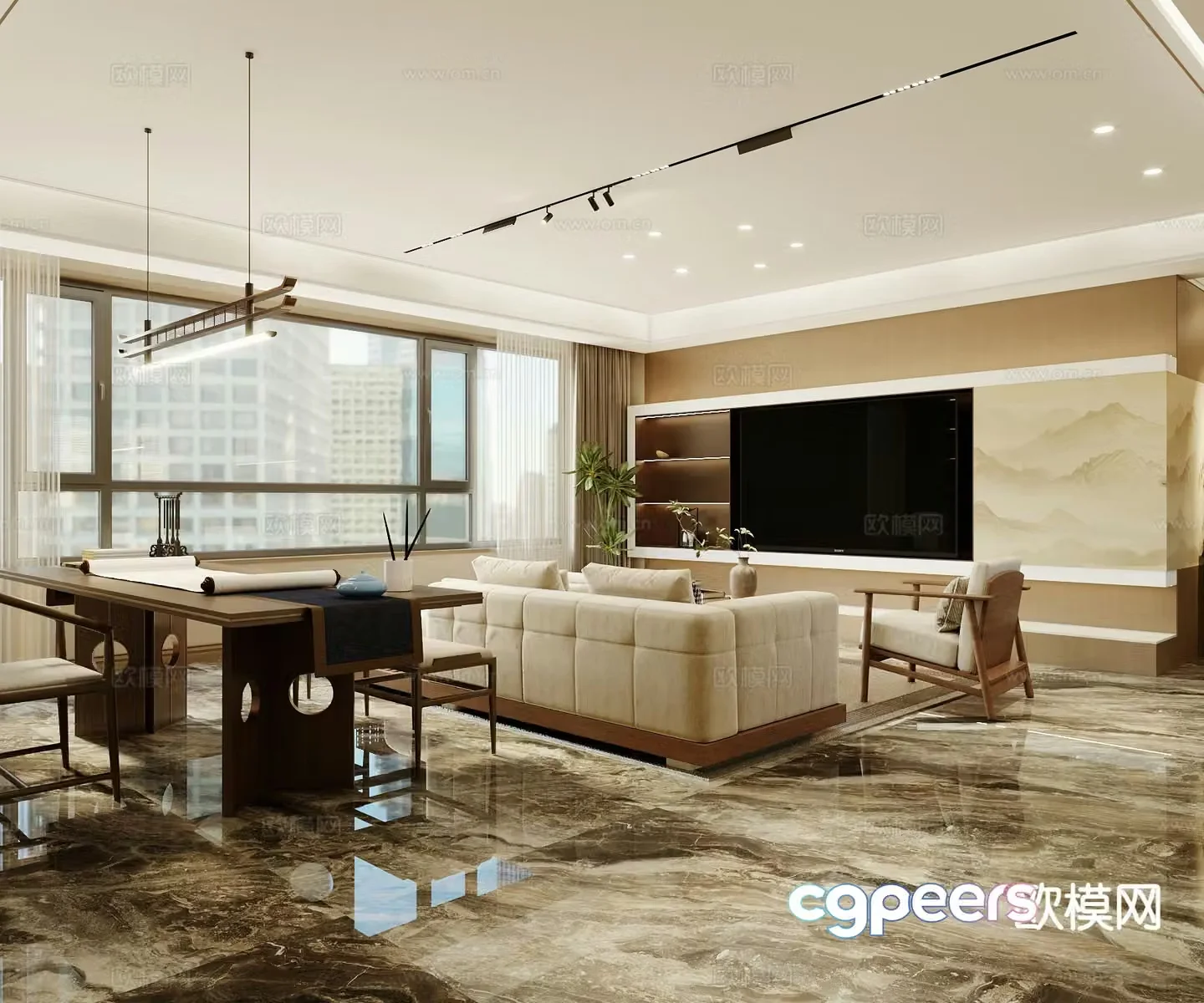 New Chinese style living room 3d model