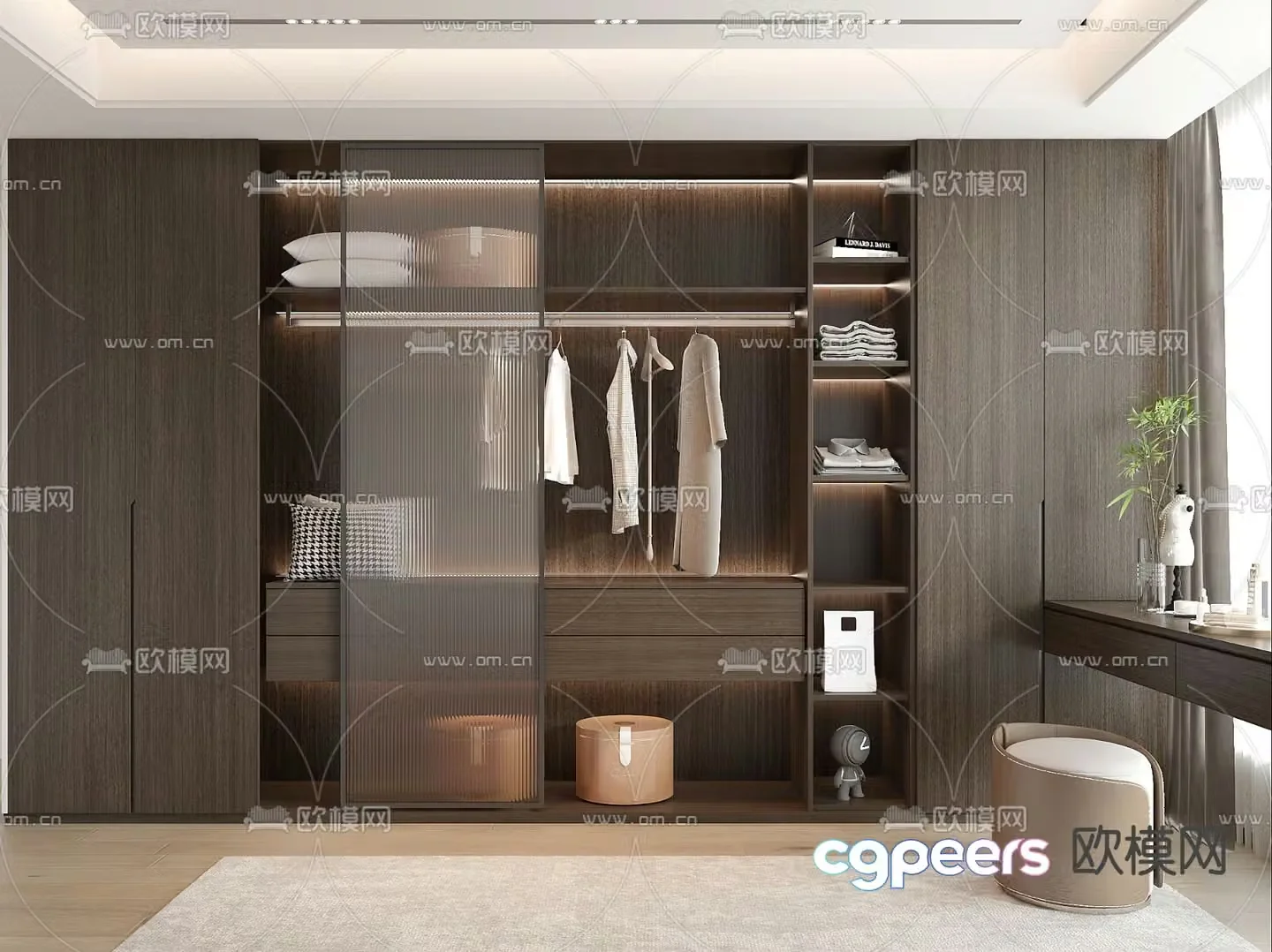 Modern wardrobe dressing table 3d model