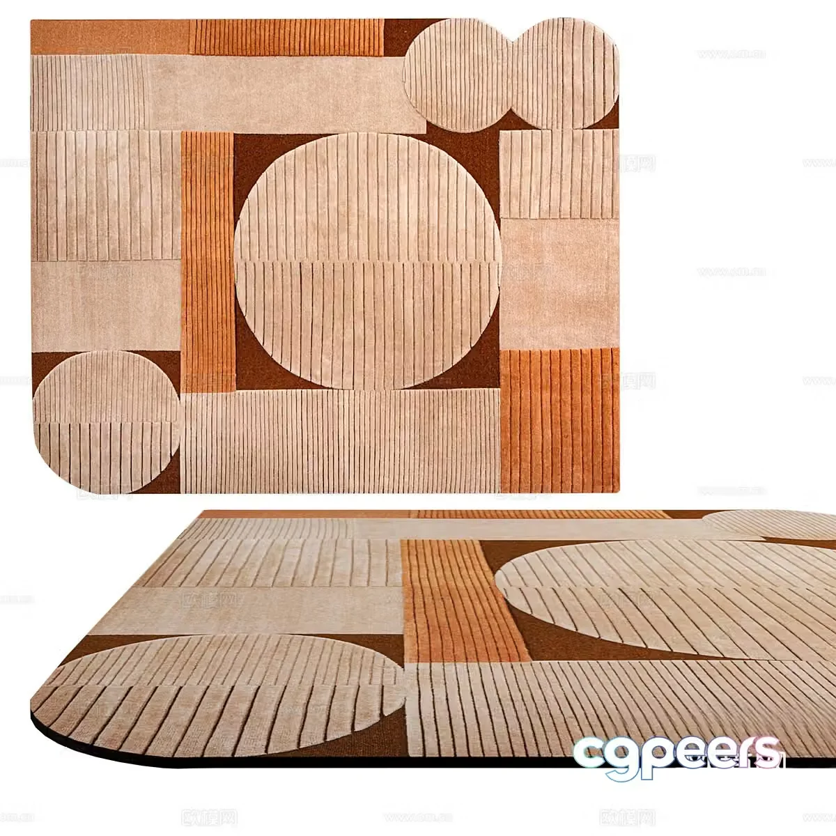 Modern minimalist carpet special shaped carpet living room carpet 3d model