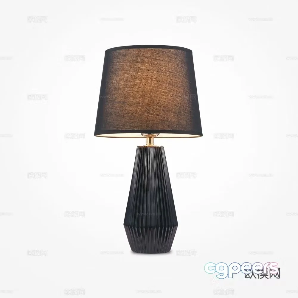 Modern black fabric table lamp 3d model