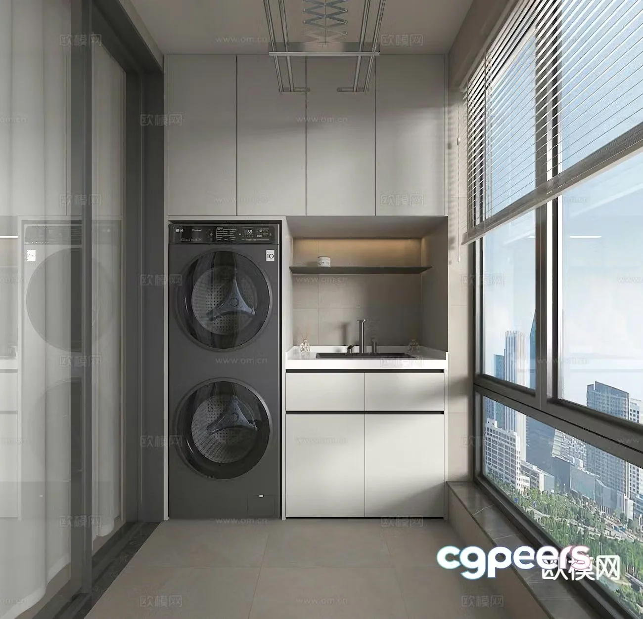 Modern living balcony 3d model