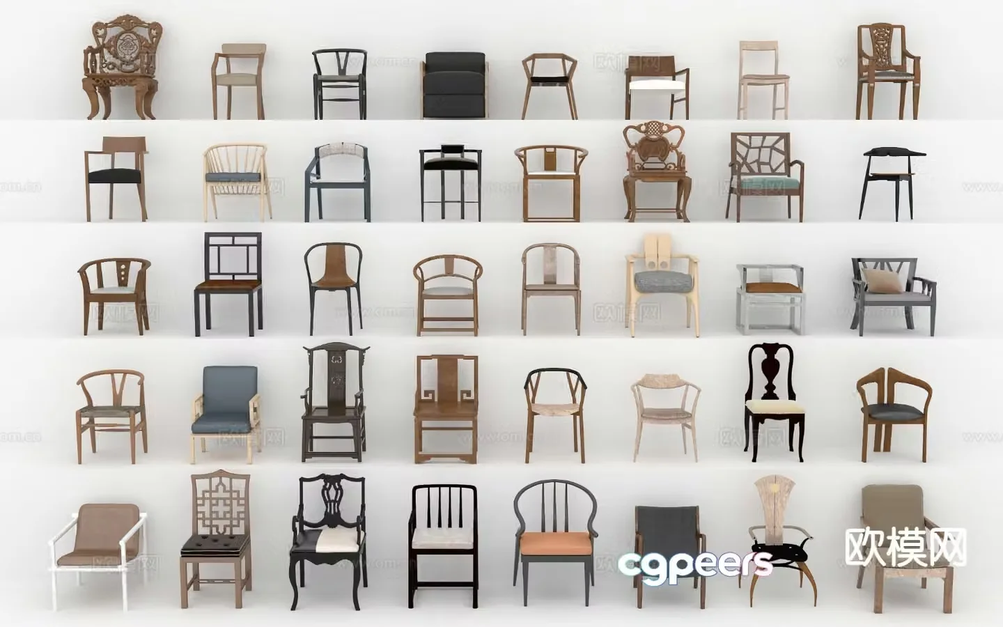 New Chinese style chair leisure chair seat 3d model