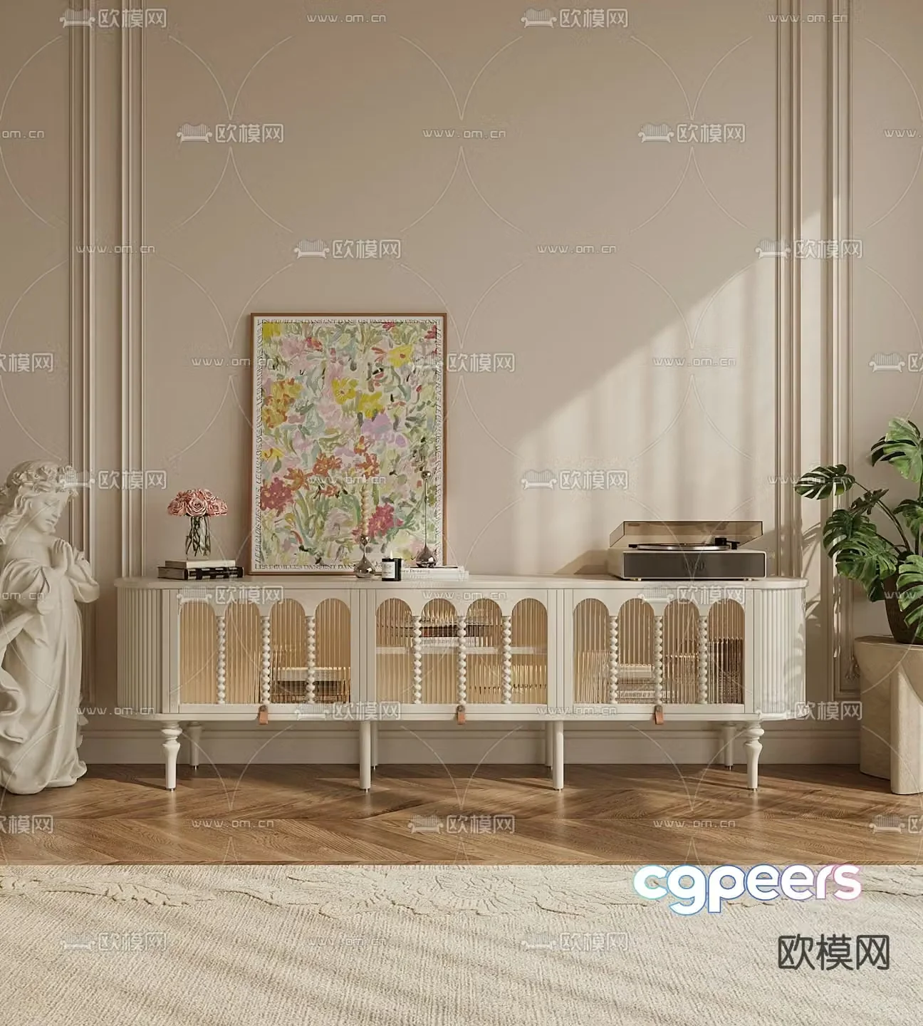 French TV cabinet 3d model