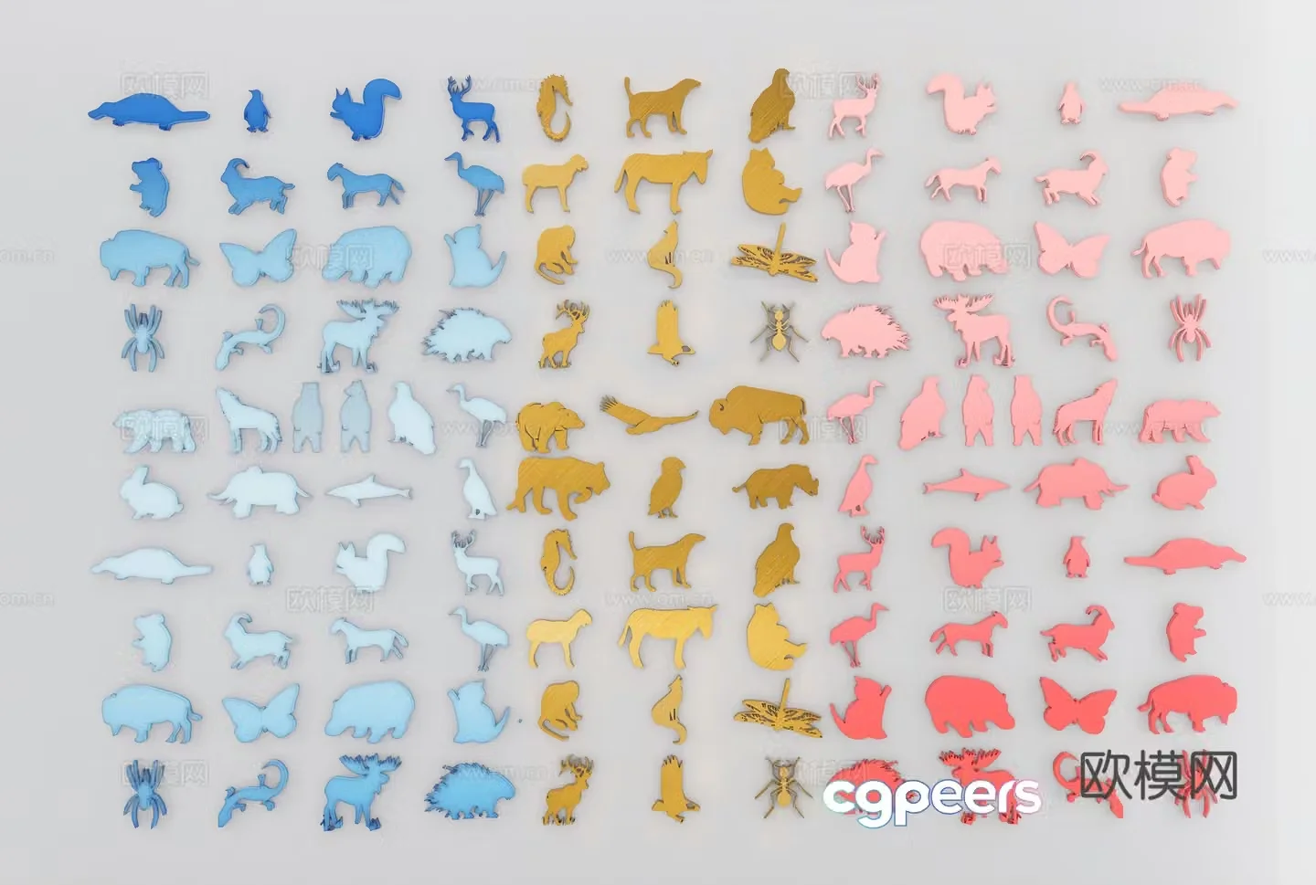 Modern animal stickers animal wall decoration pendants animal pattern icon animal logo carving bear logo 3d model