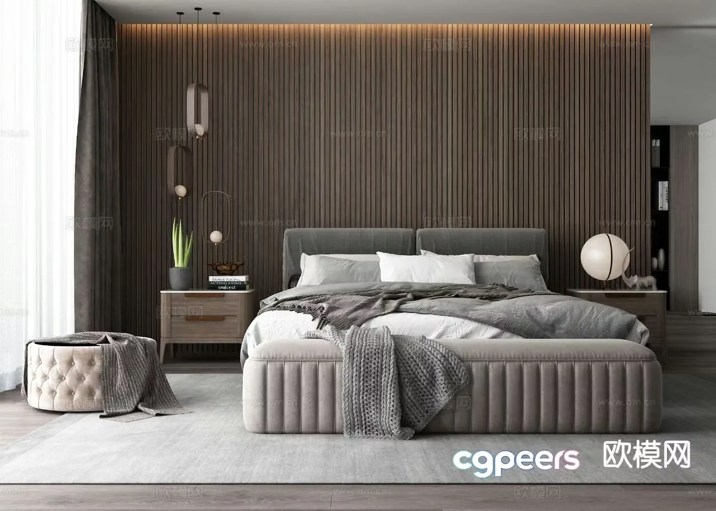 Modern double bed 3d model