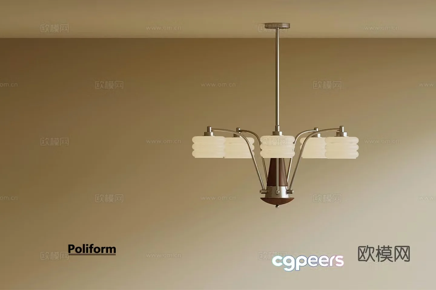Medium style multi-head chandelier 3d model