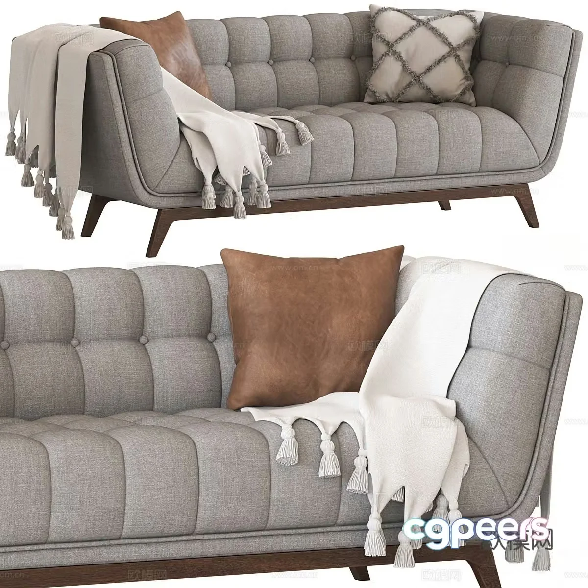American double sofa 3d model