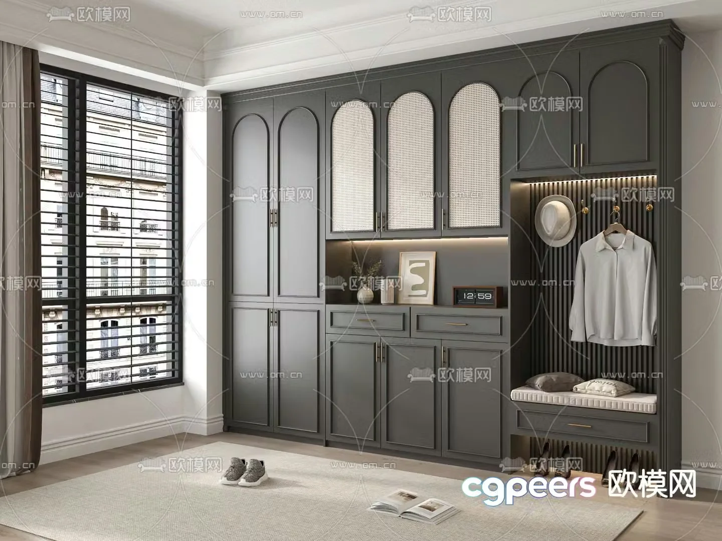 French shoe cabinet entrance cabinet 3d model