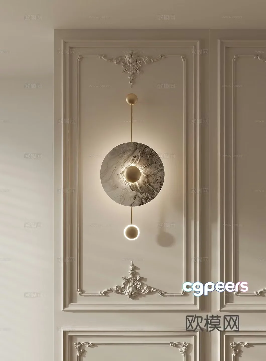 French light luxury wall lamp 3D model