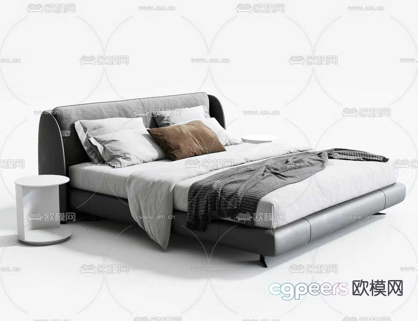 Modern double bed 3d model