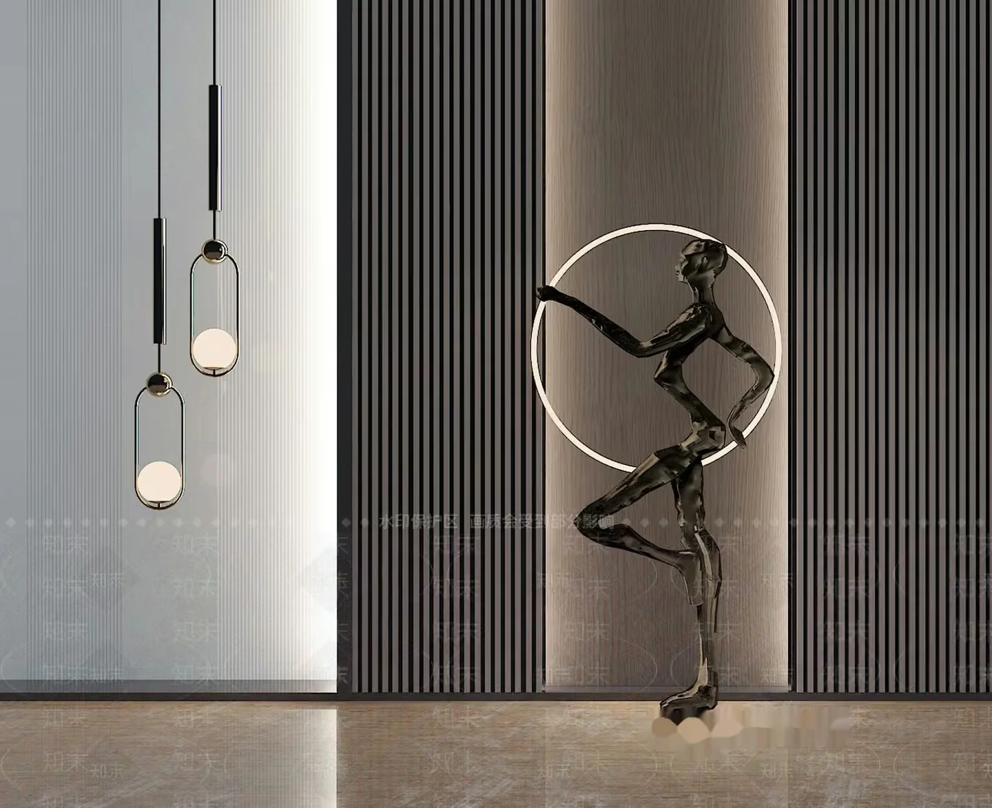 Modern Metal Sculpture 3D Model – 9572 – VRAY Render