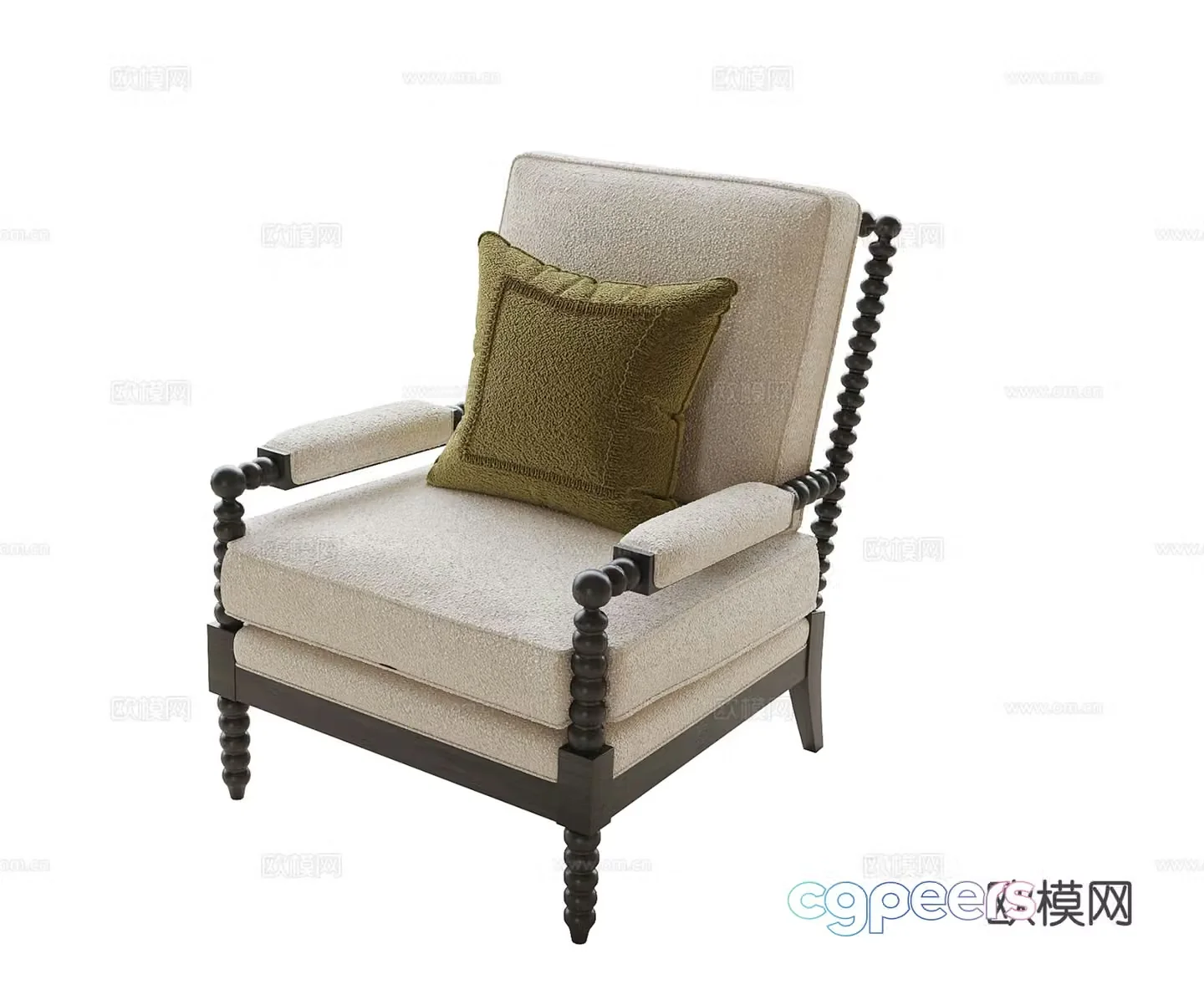 French chair lounge chair 3d model