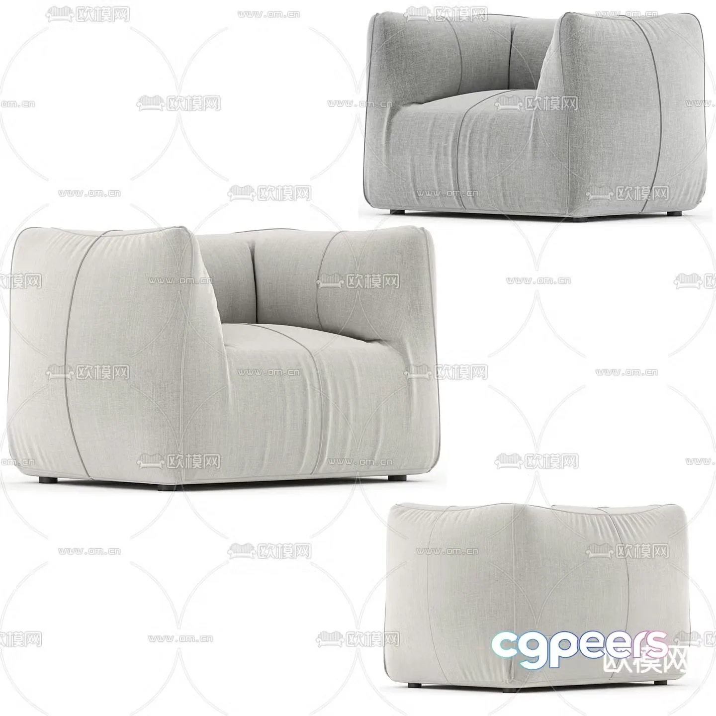 B&B italia modern fabric single sofa 3d model