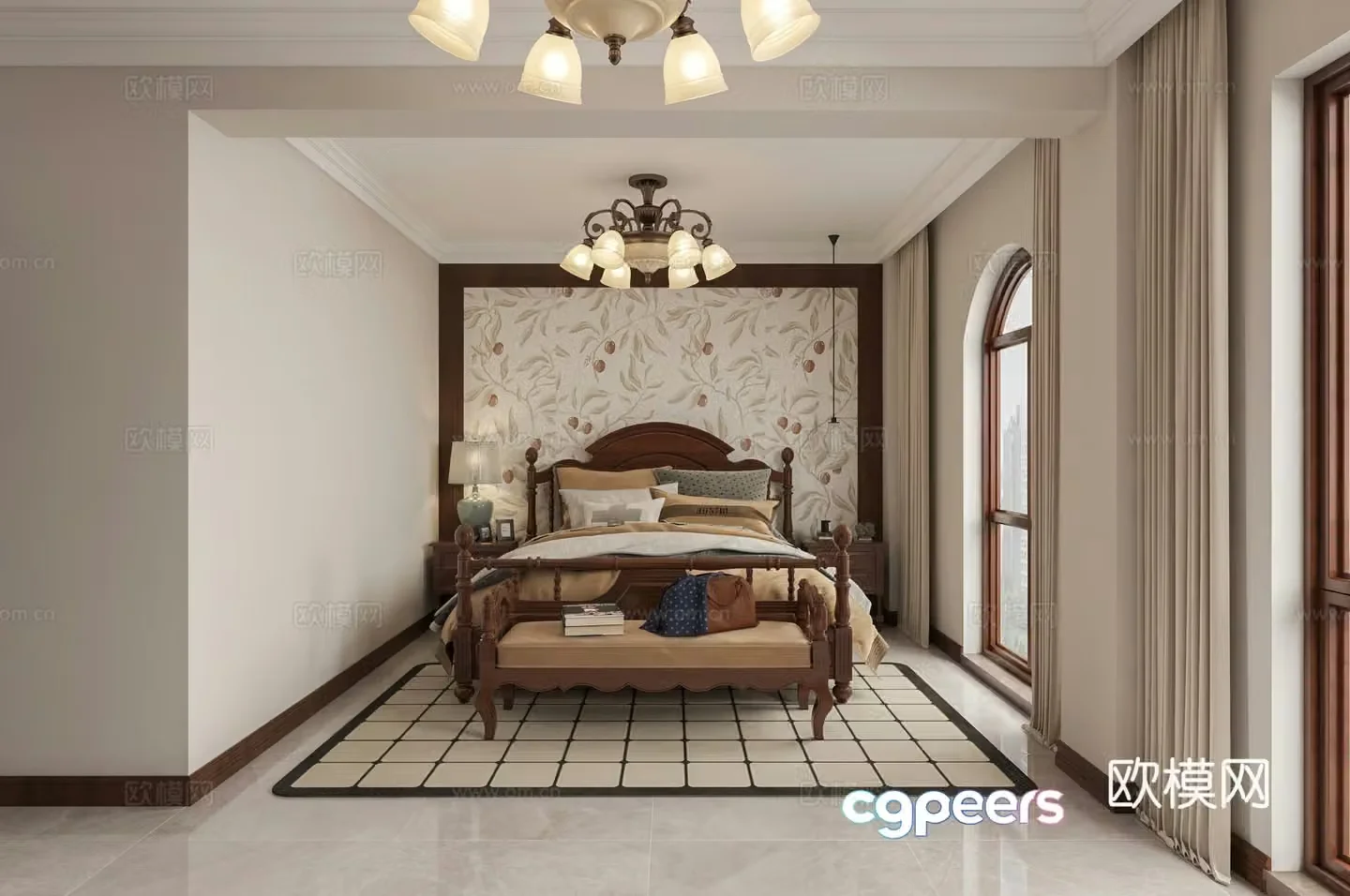 American bedroom wardrobe 3d model