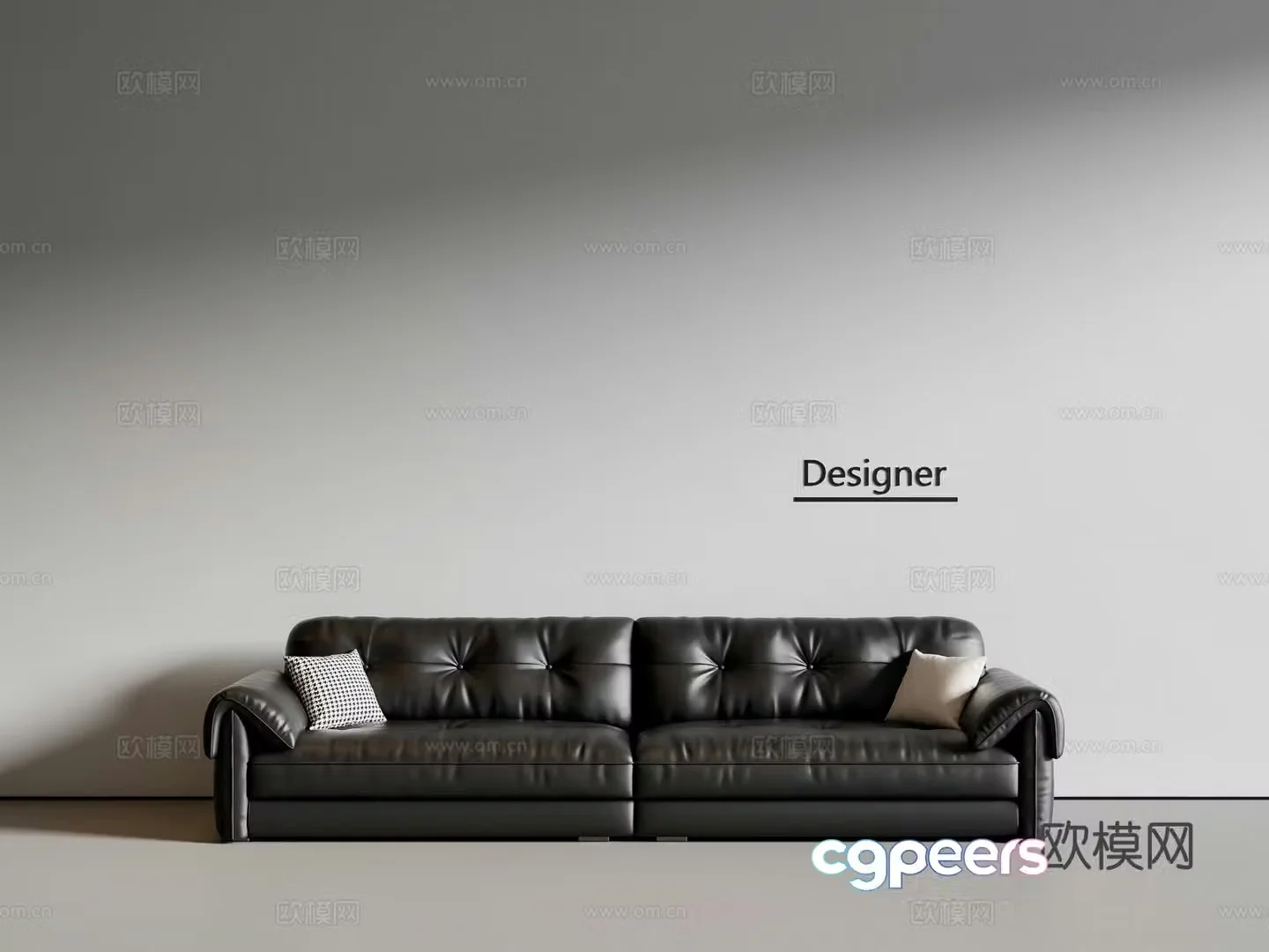 Medium style multi-person sofa leather sofa 3D model