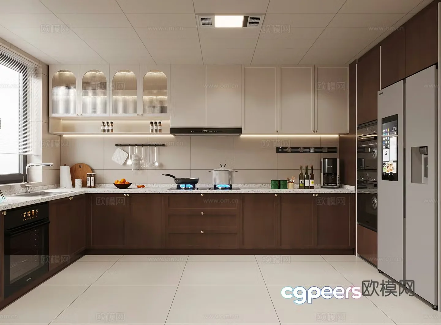 Middle style kitchen cabinet 3d model