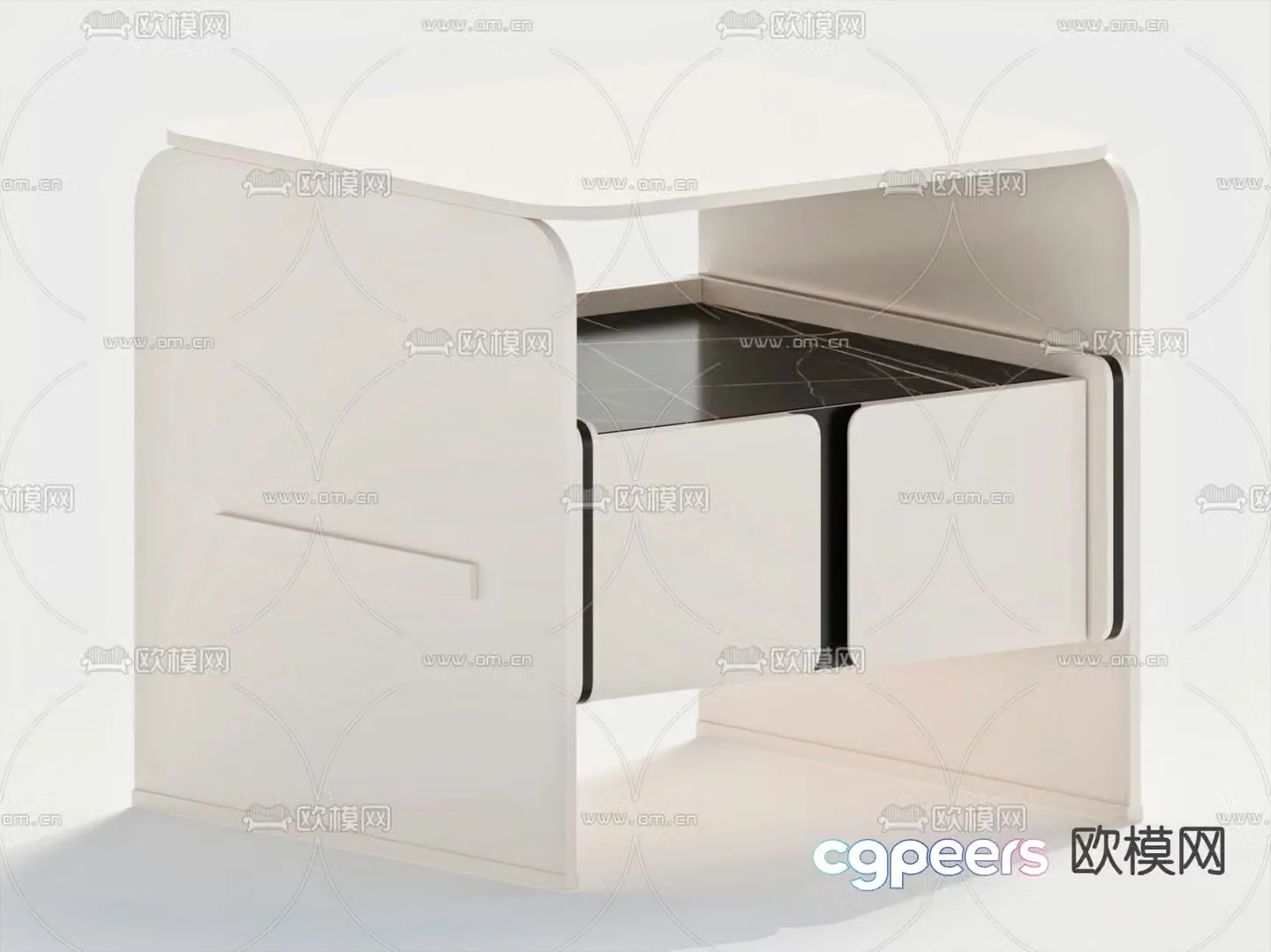 Cream style bedside table 3d model