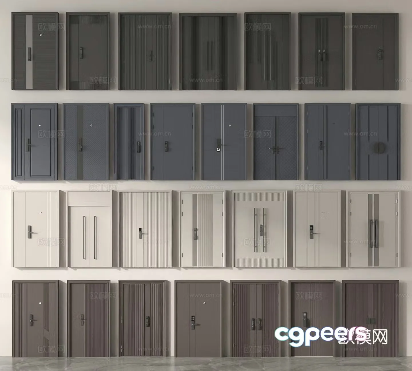 Security door entrance door password door double-open door 3D model