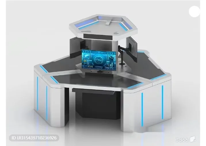 A Futuristic Desk With A Computer Monitor 3D Model – 7796 – VRAY Render