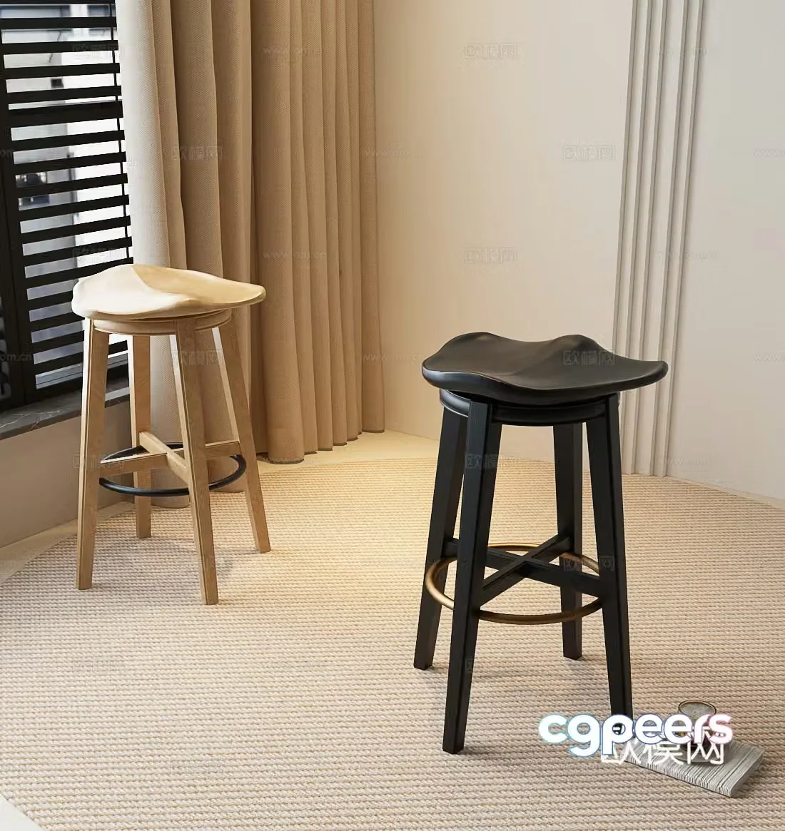 Bar chair Neoclassical bar chair American bar chair French bar chair European bar chair Modern medieval bar chair 3D model