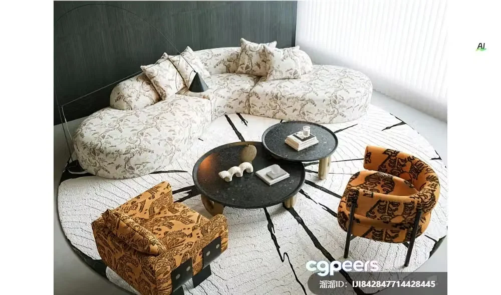 Modern Living Room 3D Model – 4001 – VRAY Render