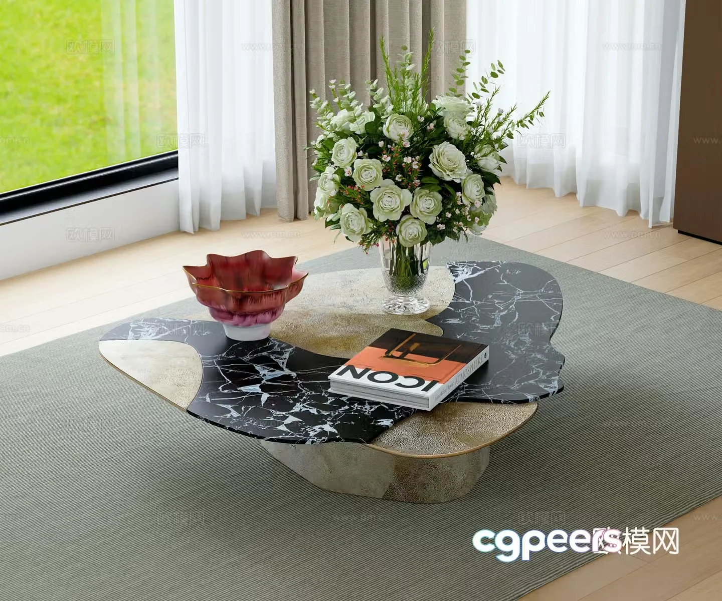 Modern marble coffee table 3d model