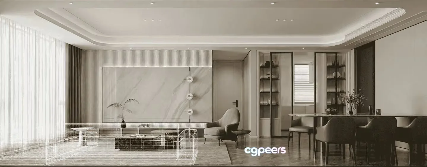 Modern Living Room 3D Model – 10953 – VRAY Render