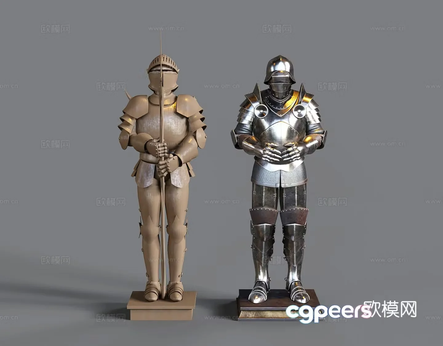 American retro roman armor samurai character sculpture 3d model