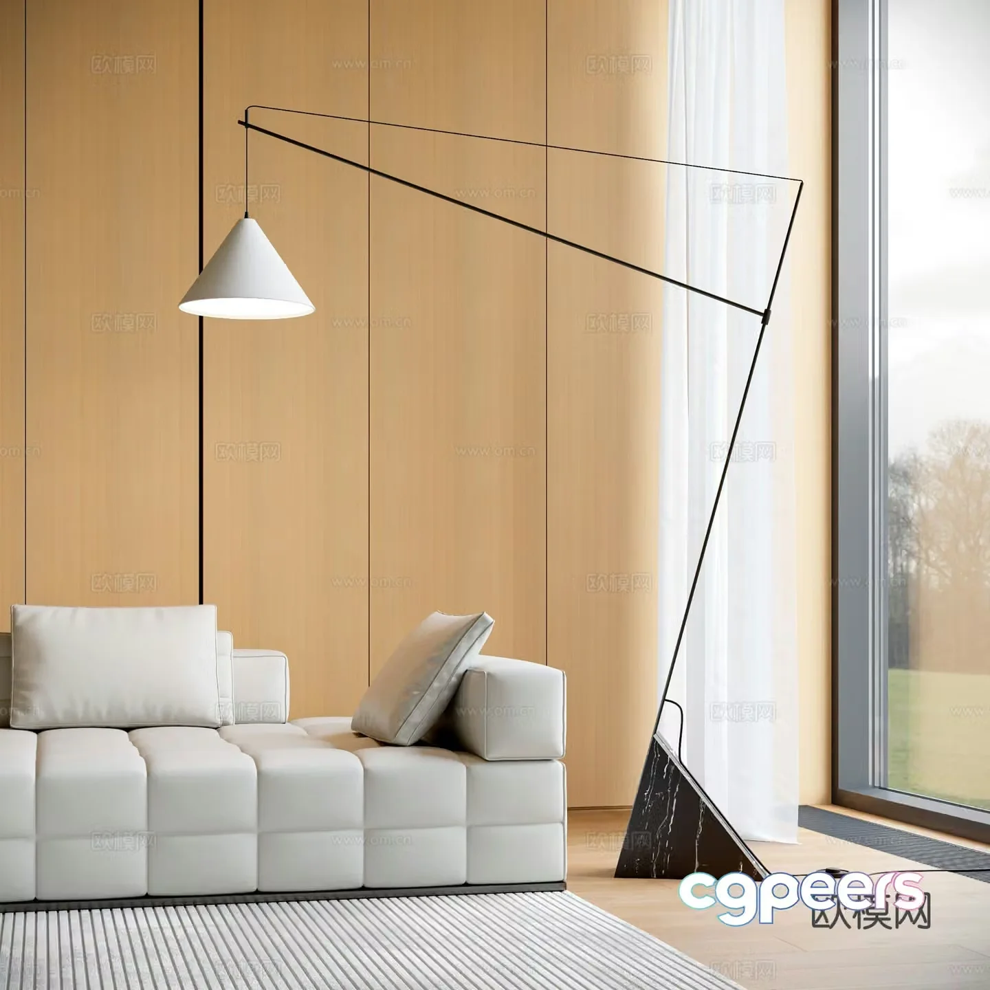 Nordic floor lamp fishing lamp 3d model