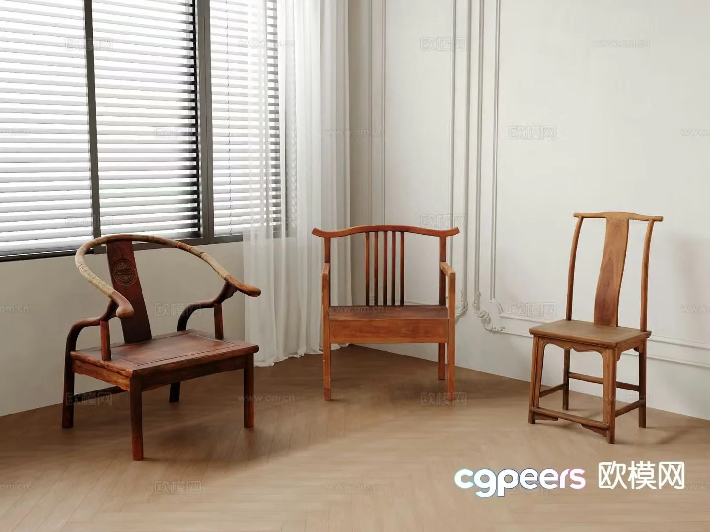 Chinese style chair arm chair Taishi chair 3d model
