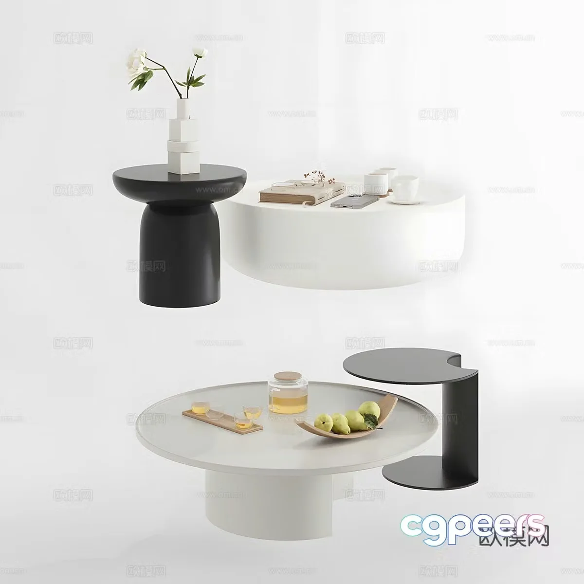 Modern coffee table special-shaped coffee table round coffee table 3D model
