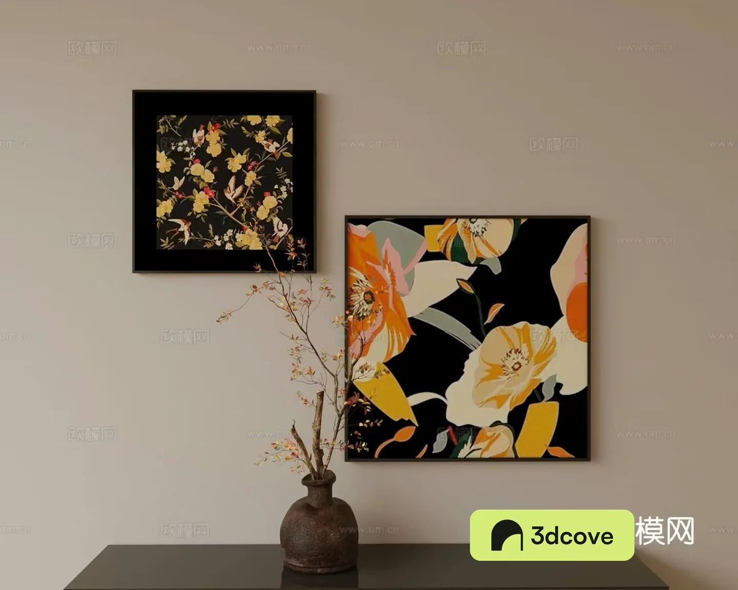 Medieval style hanging painting flower painting decorative painting