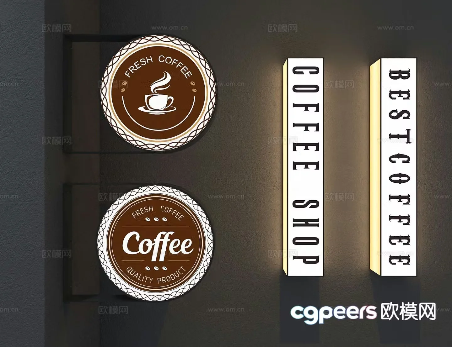 Coffee shop light box advertising light box decorative light 3d model