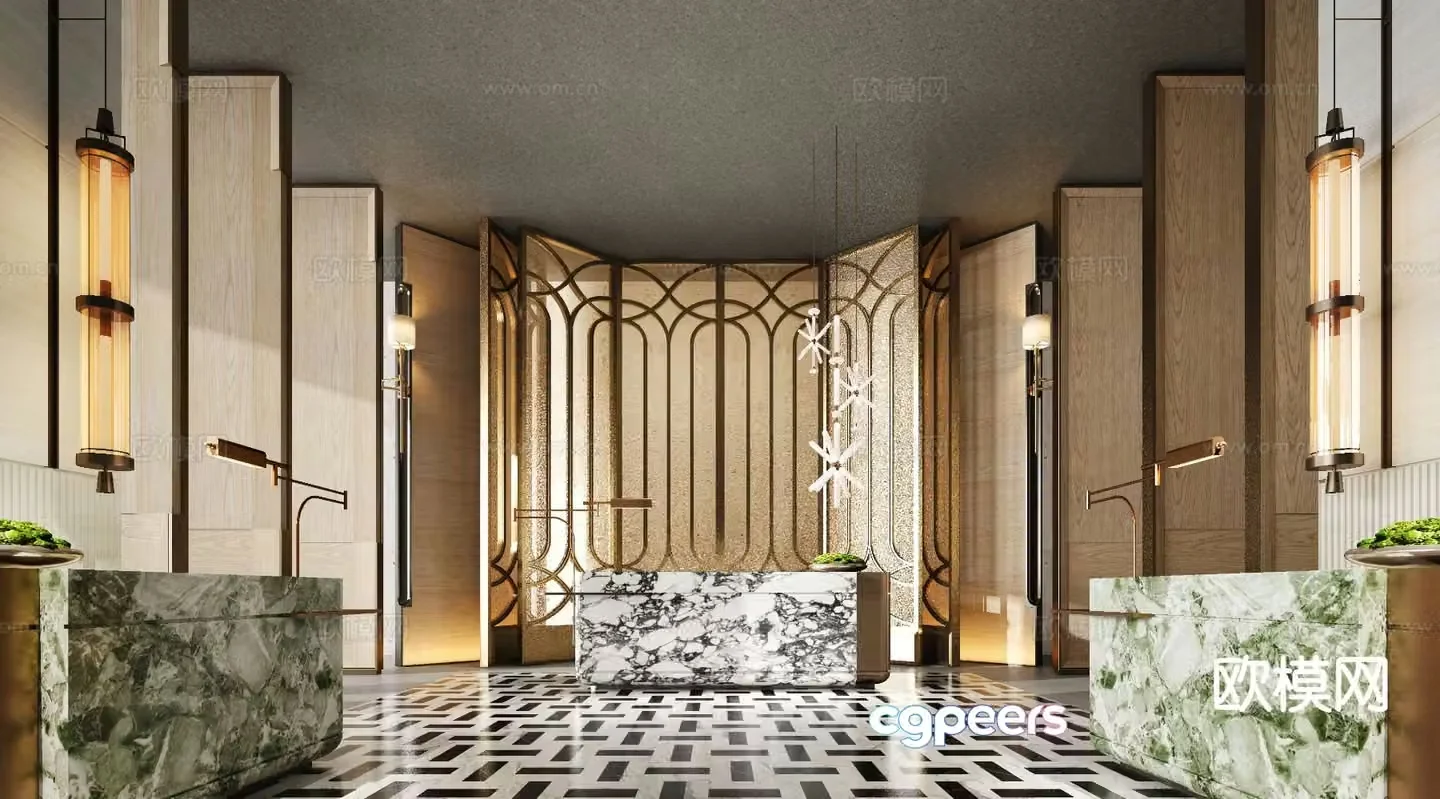 Italian office front desk 3D model