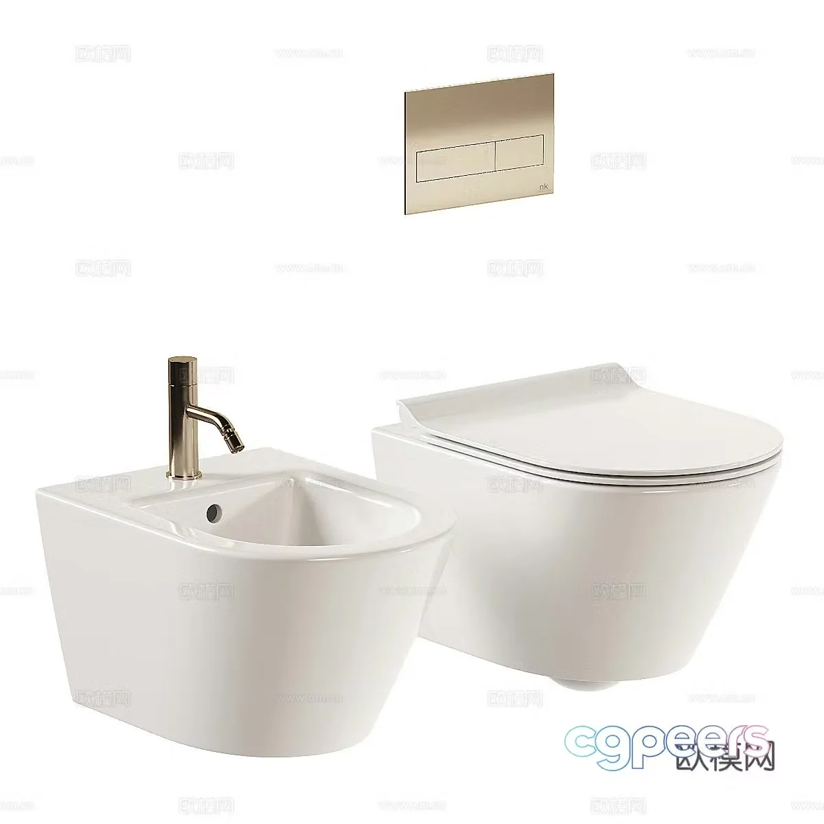 Modern wall mounted toilet 3d model
