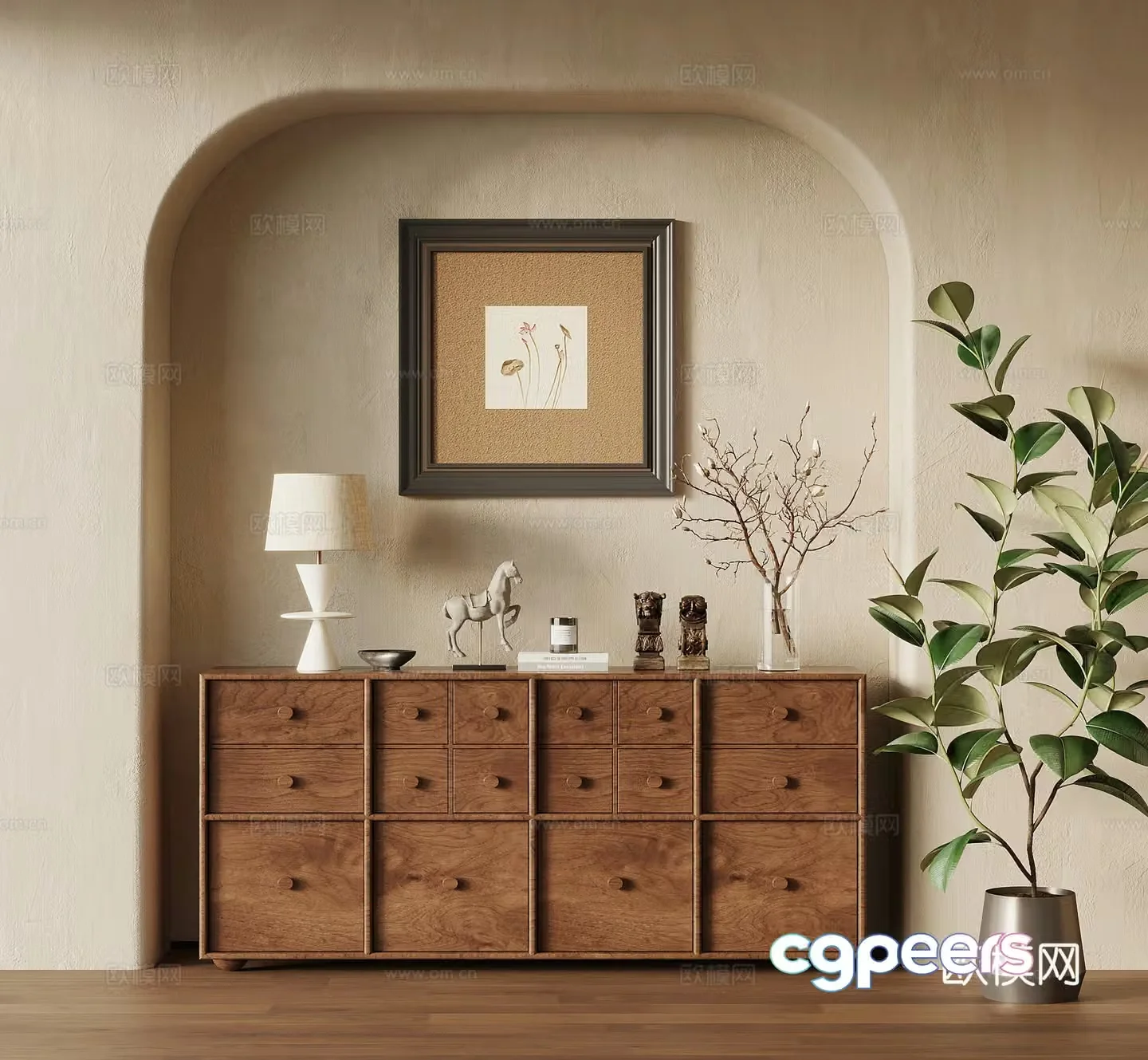 Entrance Cabinet Middle Style Entrance Cabinet Side Cabinet Trophy 3D Model