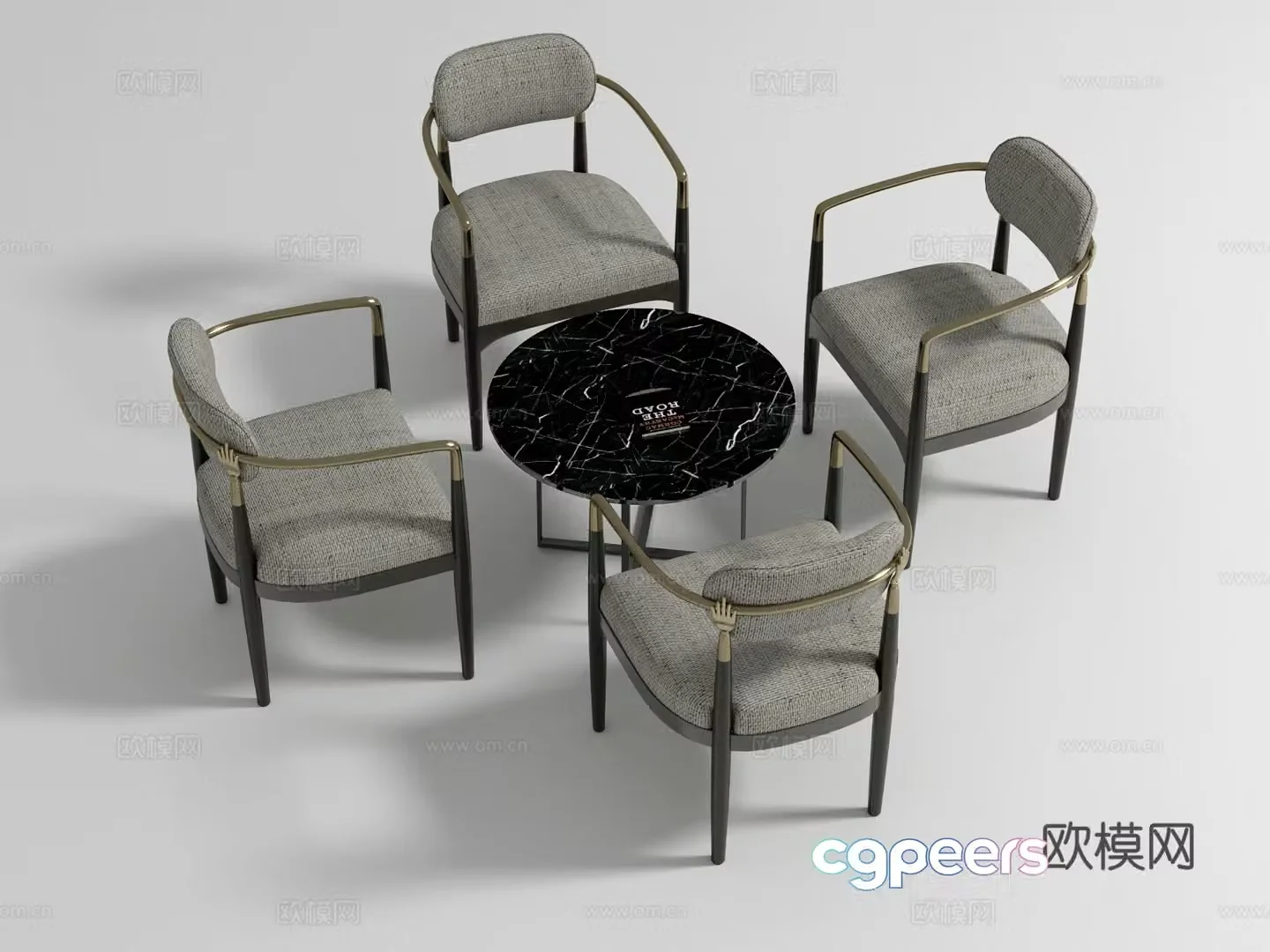 New Chinese casual table and chair combination 3D model
