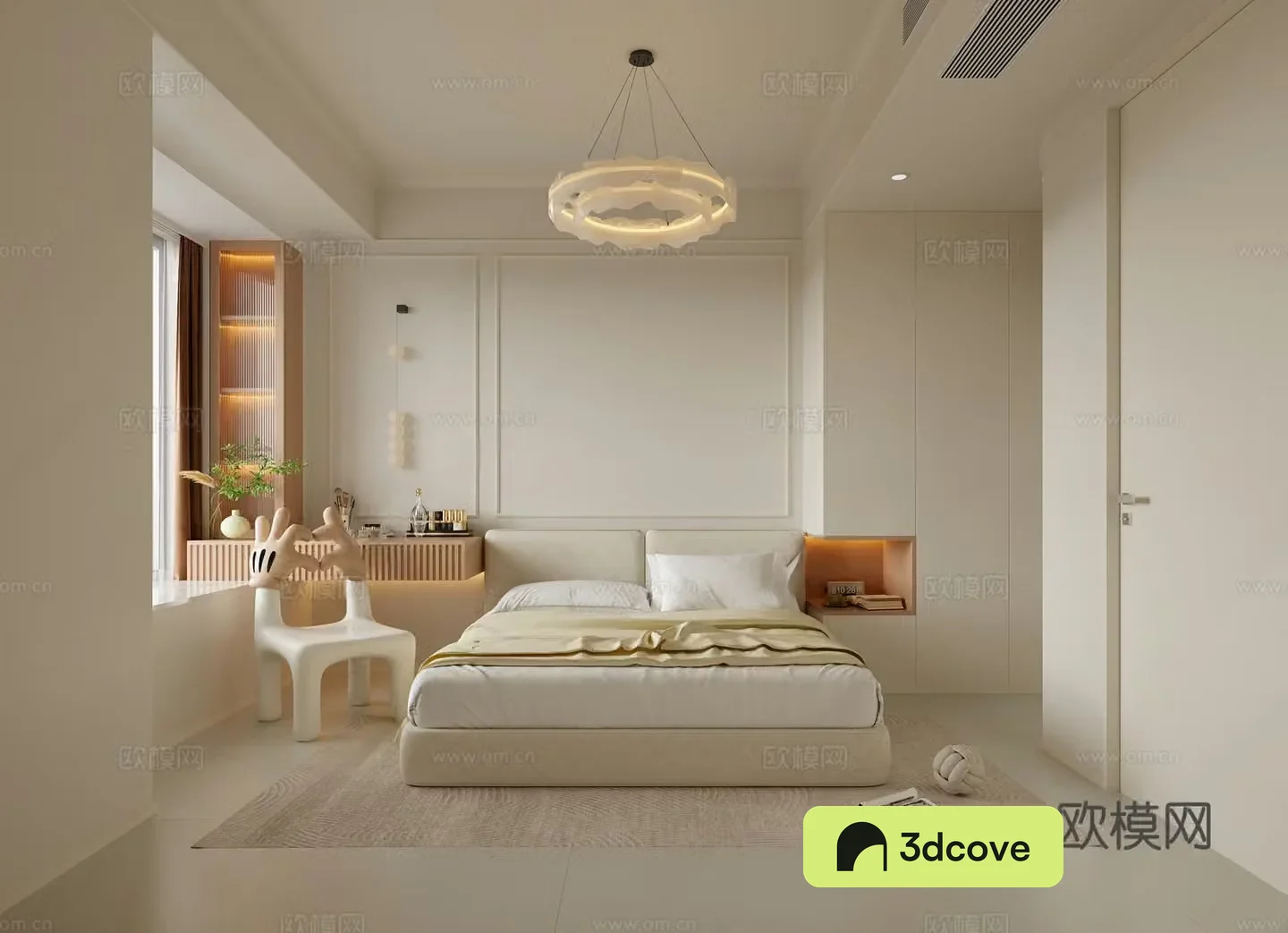 Modern French Cream Bedroom Master Bedroom Simple