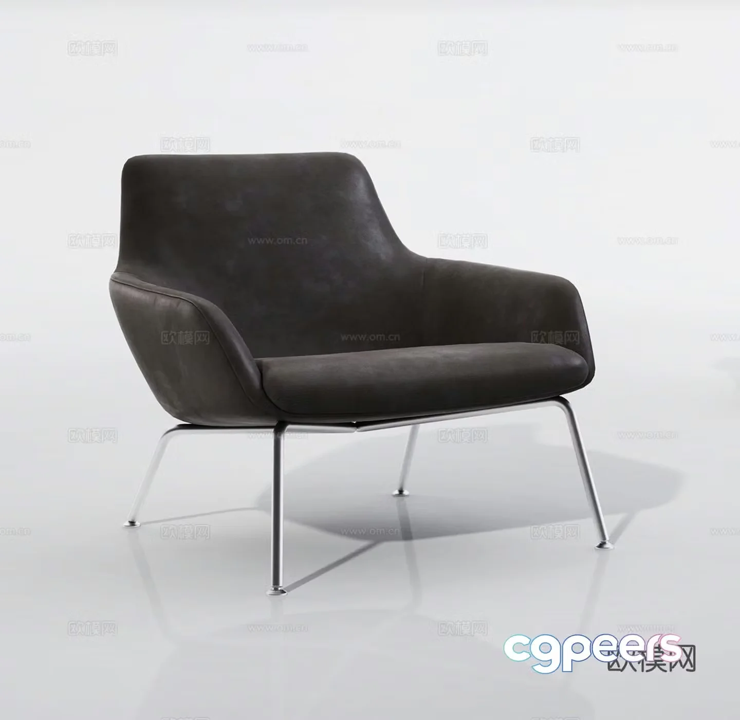 Nordic single chair dining chair leisure chair 3d model
