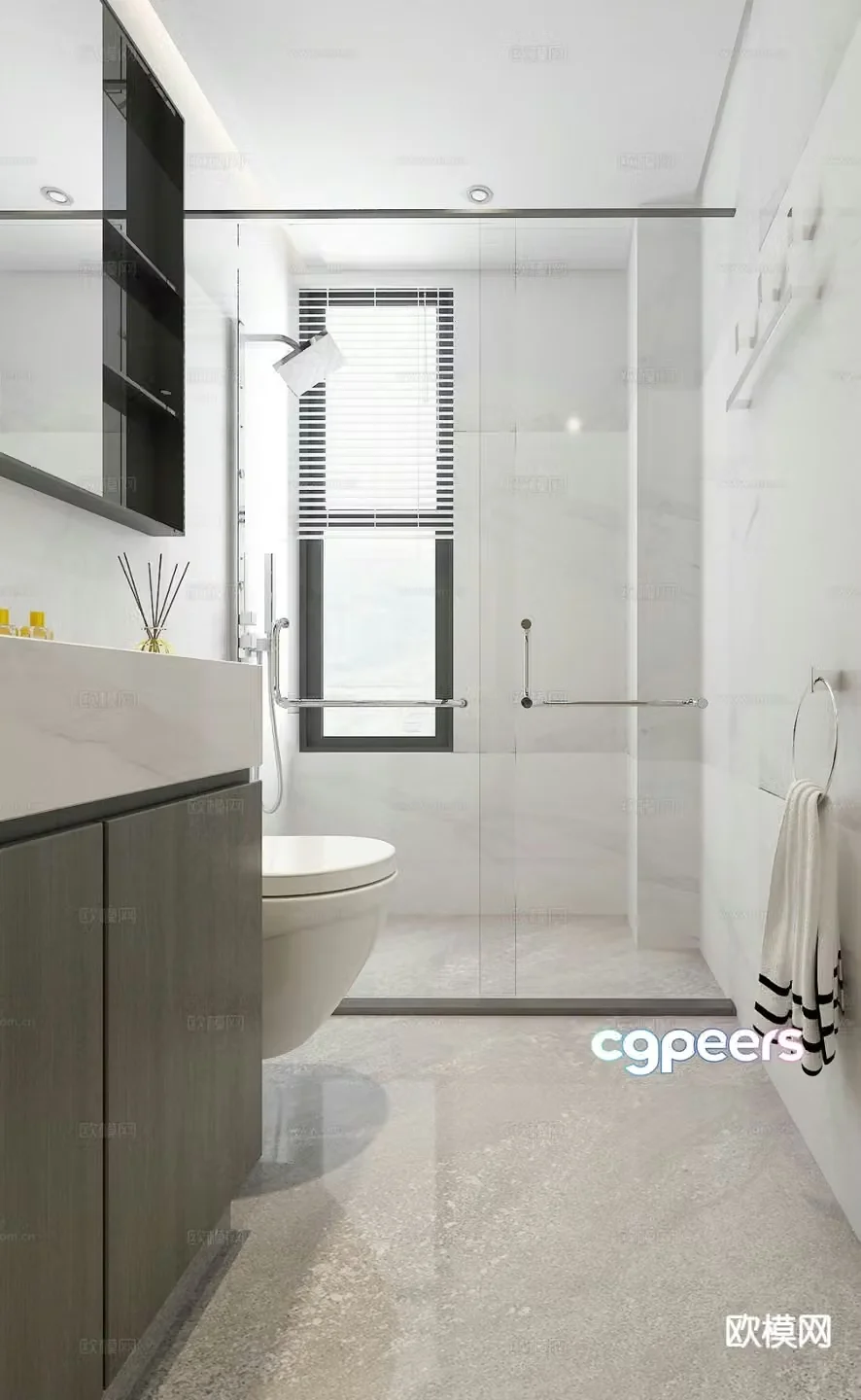 Modern minimalist bathroom bathroom 3d model