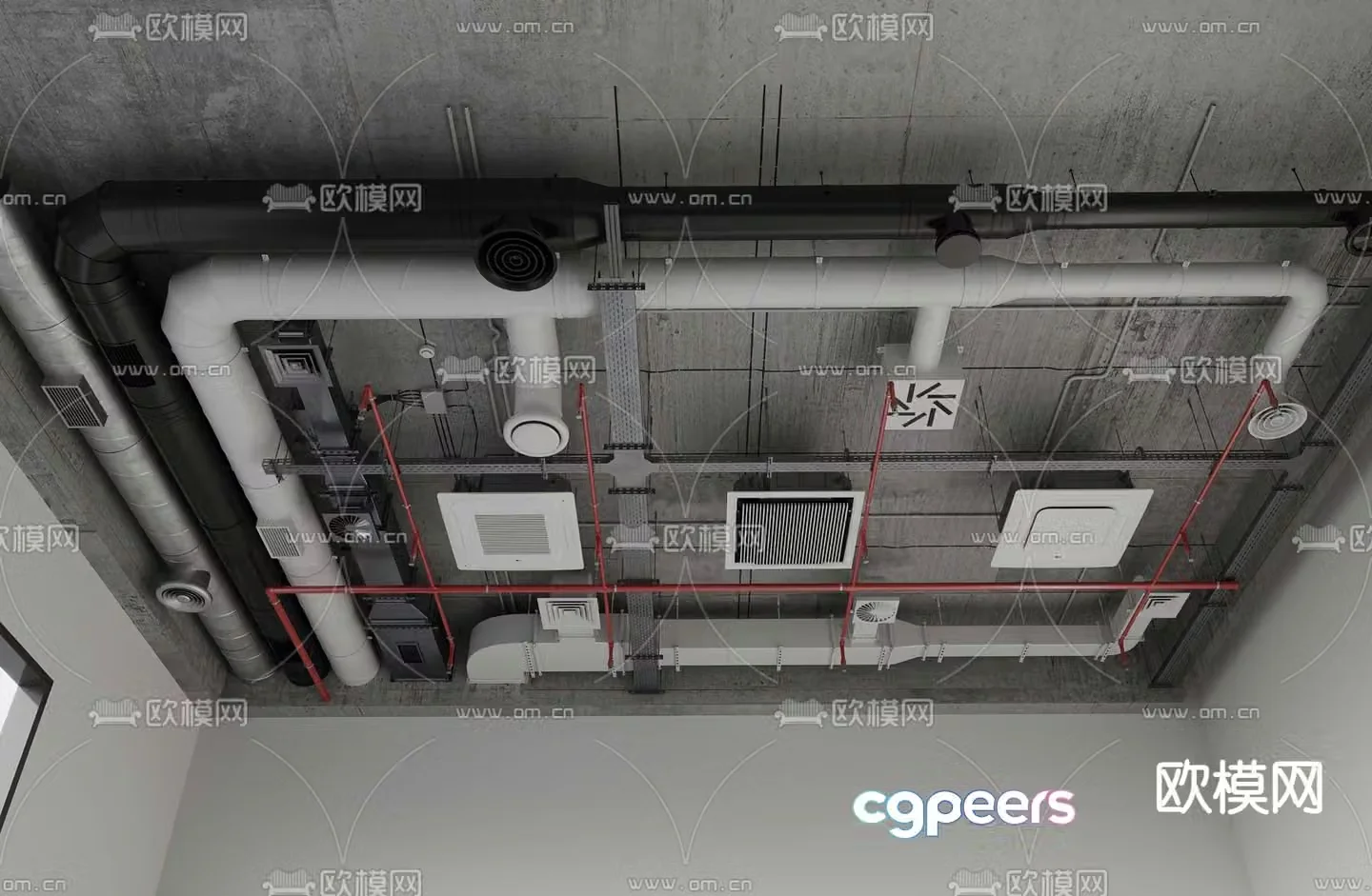 Industrial style ceiling 3D model